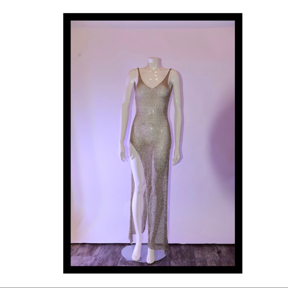 Gold tone knit dress - Picture 5 of 8